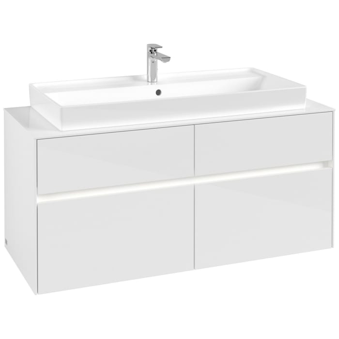 Villeroy & Boch Collaro Waschtischunterschrank 120 x 54,8 cm mit 4 Auszügen und LED Licht, für WT mittig