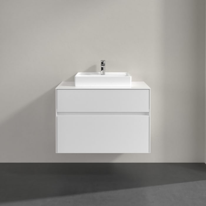 Villeroy & Boch Collaro Waschtischunterschrank 80 x 54,8 cm mit 2 Auszügen und LED Licht, für WT mittig