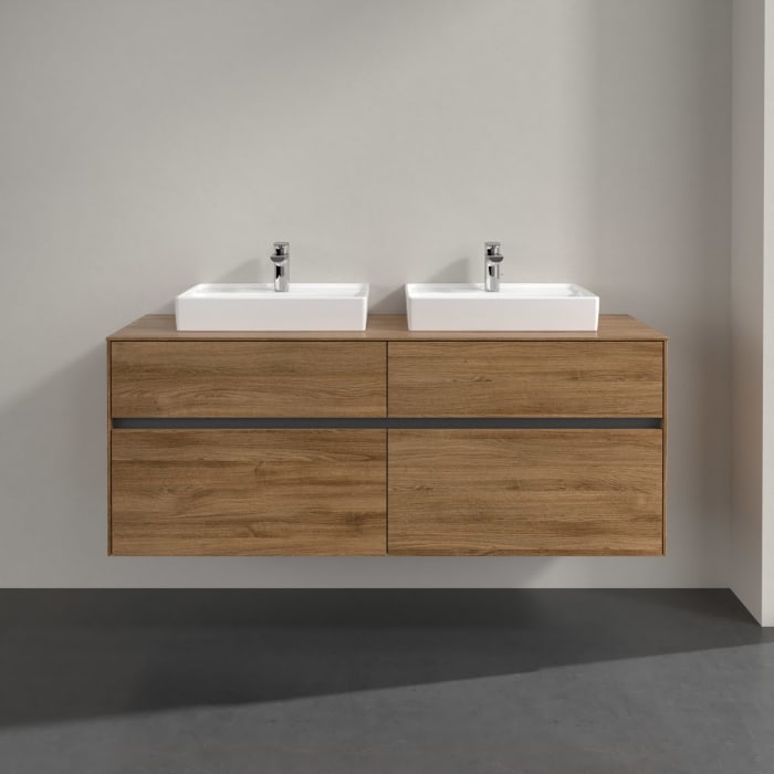 Villeroy & Boch Collaro Waschtischunterschrank 140 x 54,8 cm mit 4 Auszügen und LED Licht, für WT beidseitig