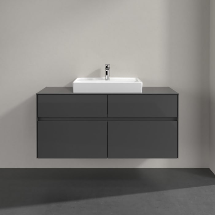 Villeroy & Boch Collaro Waschtischunterschrank 120 x 54,8 cm mit 4 Auszügen und LED Licht, für WT mittig