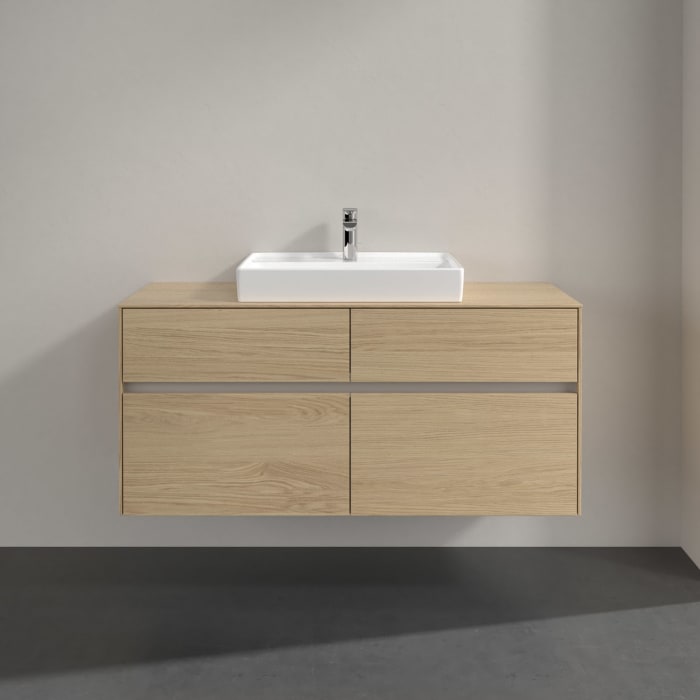 Villeroy & Boch Collaro Waschtischunterschrank 120 x 54,8 cm mit 4 Auszügen und LED Licht, für WT mittig