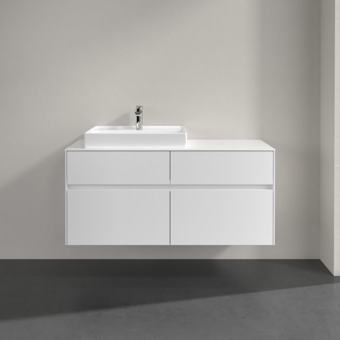 Villeroy & Boch Collaro Waschtischunterschrank 120 x 54,8 cm mit 4 Auszügen und LED Licht, für WT links