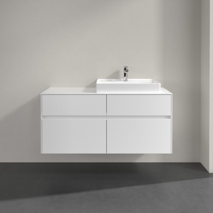 Villeroy & Boch Collaro Waschtischunterschrank 120 x 54,8 cm mit 4 Auszügen und LED Licht, für WT rechts