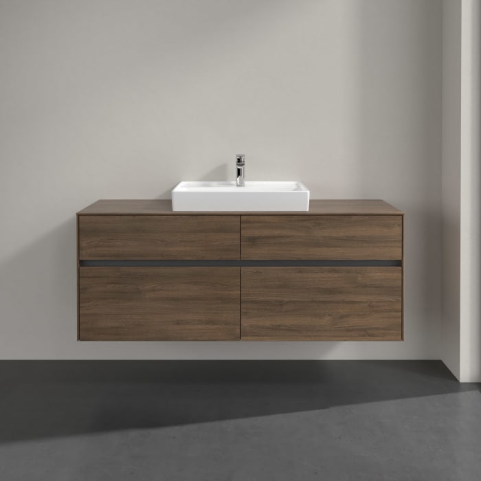 Villeroy & Boch Collaro Waschtischunterschrank 140 x 54,8 cm mit 4 Auszügen und LED Licht, für WT mittig