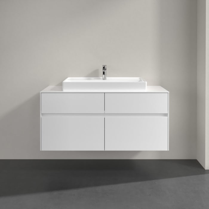 Villeroy & Boch Collaro Waschtischunterschrank 120 x 54,8 cm mit 4 Auszügen und LED Licht, für WT mittig