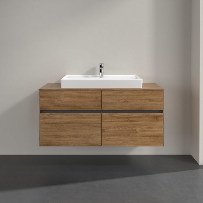 Villeroy & Boch Collaro Waschtischunterschrank 120 x 54,8 cm mit 4 Auszügen und LED Licht, für WT mittig