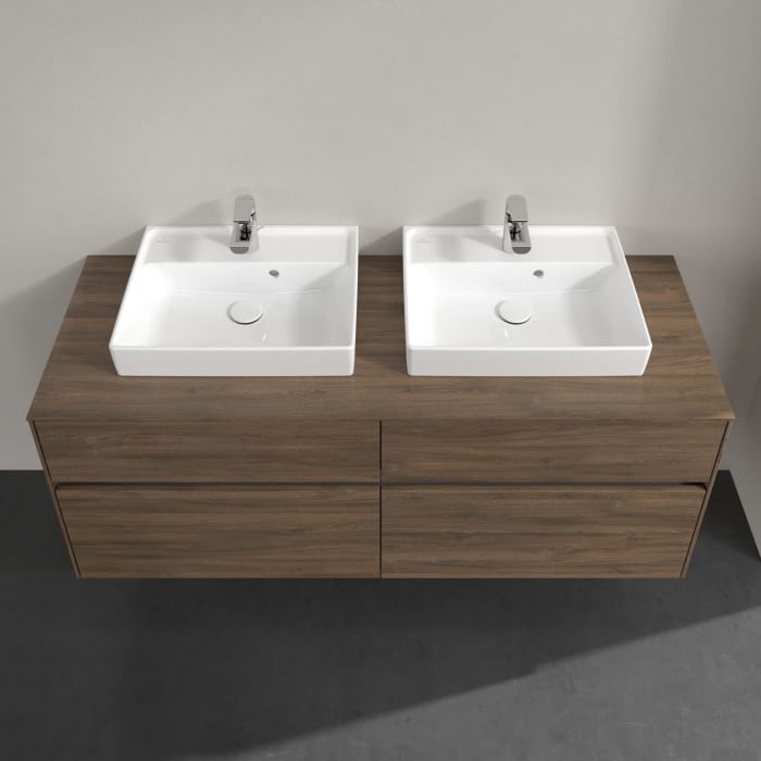 Villeroy & Boch Collaro Waschtischunterschrank 140 x 54,8 cm mit 4 Auszügen und LED Licht, für WT beidseitig