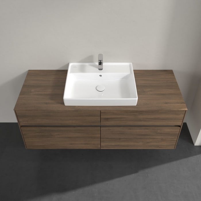 Villeroy & Boch Collaro Waschtischunterschrank 140 x 54,8 cm mit 4 Auszügen und LED Licht, für WT mittig