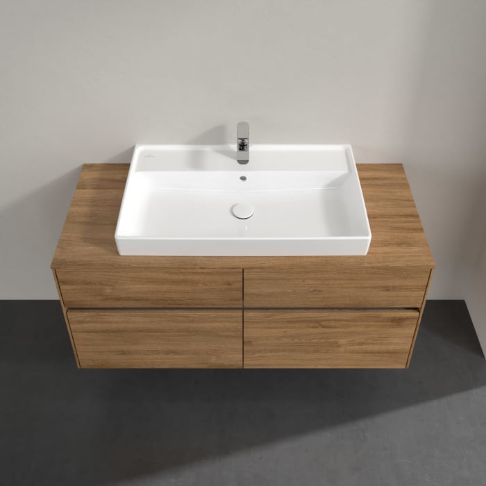 Villeroy & Boch Collaro Waschtischunterschrank 120 x 54,8 cm mit 4 Auszügen und LED Licht, für WT mittig