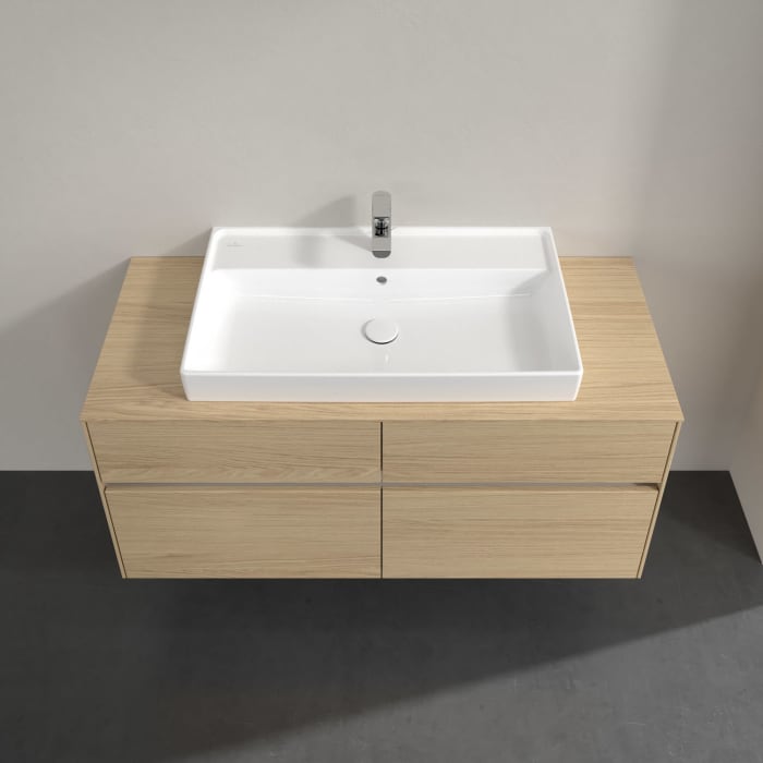 Villeroy & Boch Collaro Waschtischunterschrank 120 x 54,8 cm mit 4 Auszügen und LED Licht, für WT mittig