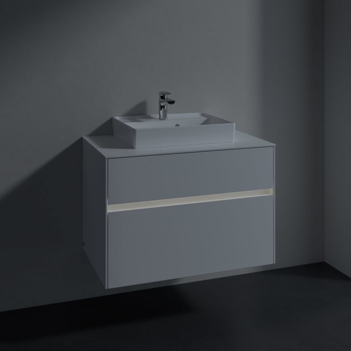 Villeroy & Boch Collaro Waschtischunterschrank 80 x 54,8 cm mit 2 Auszügen und LED Licht, für WT mittig