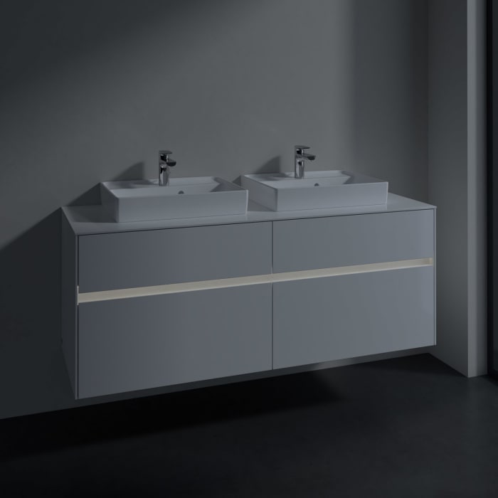 Villeroy & Boch Collaro Waschtischunterschrank 140 x 54,8 cm mit 4 Auszügen und LED Licht, für WT beidseitig