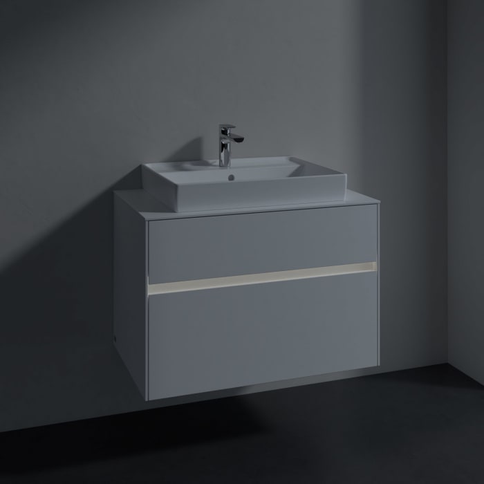 Villeroy & Boch Collaro Waschtischunterschrank 80 x 54,8 cm mit 2 Auszügen und LED Licht, für WT mittig