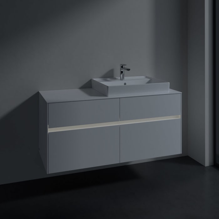 Villeroy & Boch Collaro Waschtischunterschrank 120 x 54,8 cm mit 4 Auszügen und LED Licht, für WT rechts