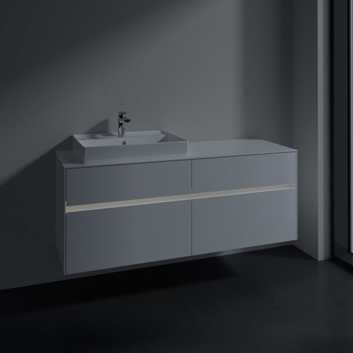 Villeroy & Boch Collaro Waschtischunterschrank 140 x 54,8 cm mit 4 Auszügen und LED Licht, für WT links