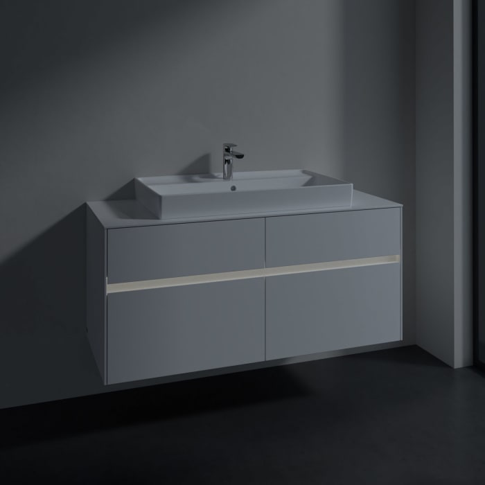 Villeroy & Boch Collaro Waschtischunterschrank 120 x 54,8 cm mit 4 Auszügen und LED Licht, für WT mittig