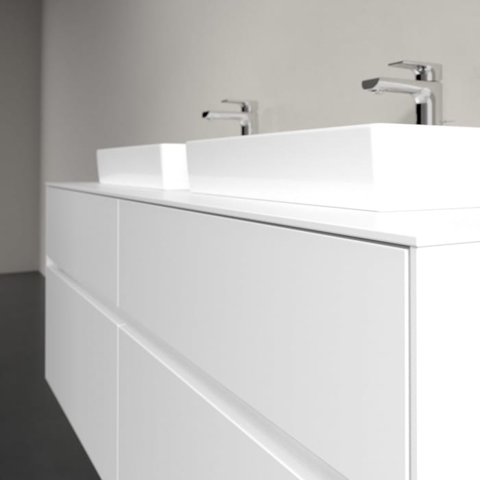 Villeroy & Boch Collaro Waschtischunterschrank 140 x 54,8 cm mit 4 Auszügen und LED Licht, für WT beidseitig