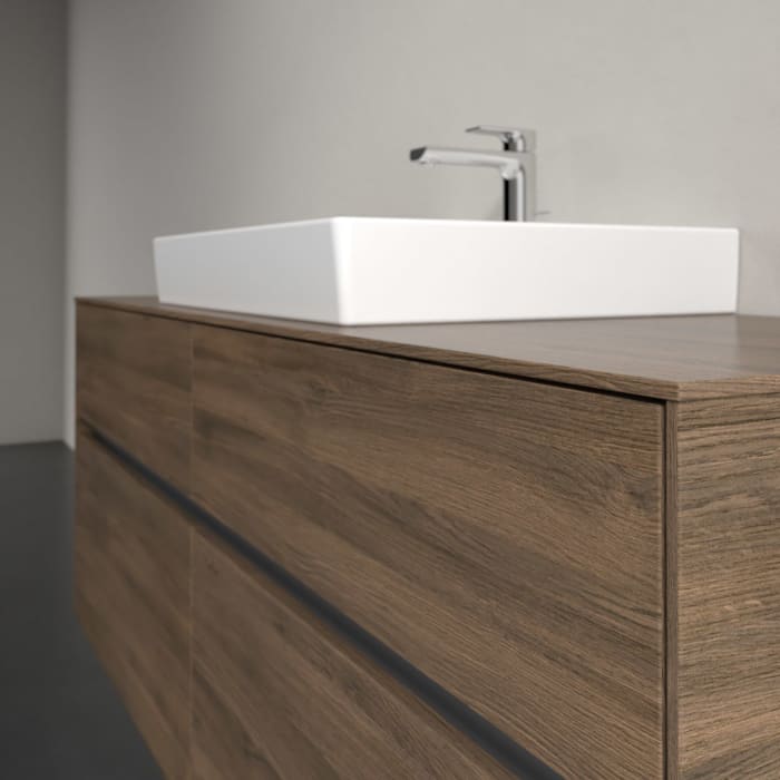 Villeroy & Boch Collaro Waschtischunterschrank 140 x 54,8 cm mit 4 Auszügen und LED Licht, für WT mittig