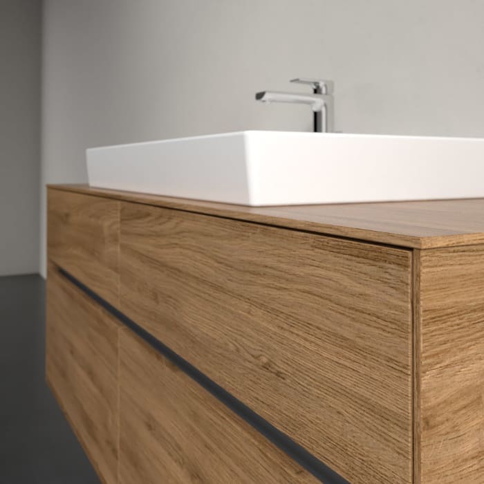 Villeroy & Boch Collaro Waschtischunterschrank 140 x 54,8 cm mit 4 Auszügen und LED Licht, für WT mittig