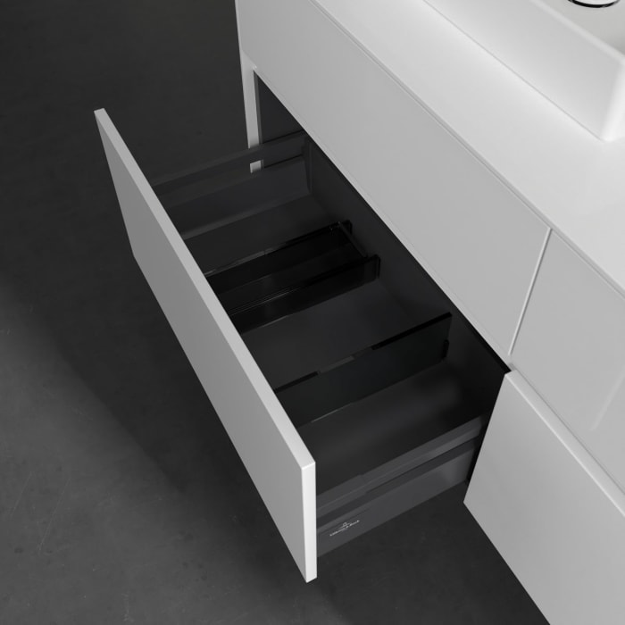 Villeroy & Boch Collaro Waschtischunterschrank 140 x 54,8 cm mit 4 Auszügen und LED Licht, für WT beidseitig