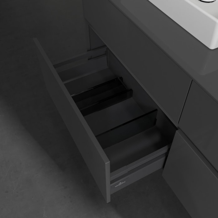 Villeroy & Boch Collaro Waschtischunterschrank 140 x 54,8 cm mit 4 Auszügen und LED Licht, für WT beidseitig