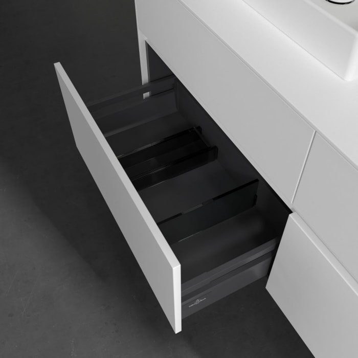 Villeroy & Boch Collaro Waschtischunterschrank 140 x 54,8 cm mit 4 Auszügen und LED Licht, für WT beidseitig