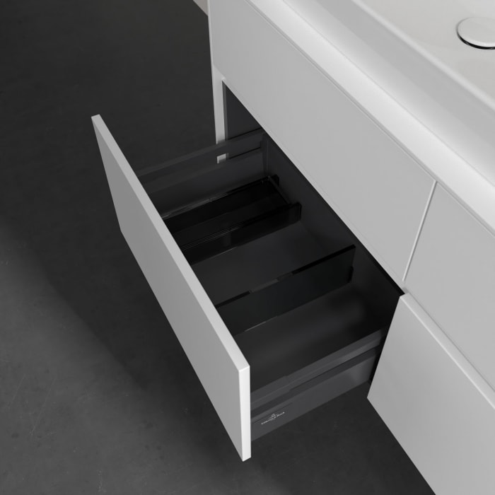 Villeroy & Boch Collaro Waschtischunterschrank 120 x 54,8 cm mit 4 Auszügen und LED Licht, für WT links