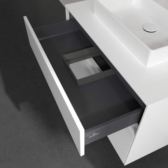 Villeroy & Boch Collaro Waschtischunterschrank 80 x 54,8 cm mit 2 Auszügen und LED Licht, für WT mittig