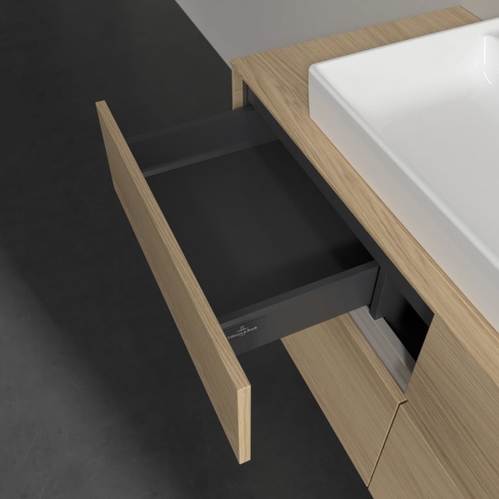 Villeroy & Boch Collaro Waschtischunterschrank 120 x 54,8 cm mit 4 Auszügen und LED Licht, für WT mittig