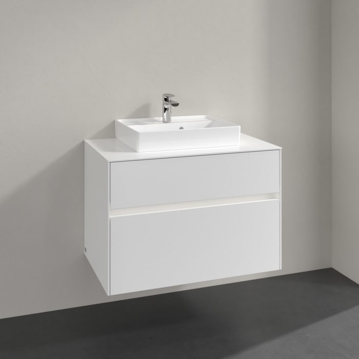 Villeroy & Boch Collaro Waschtischunterschrank 80 x 54,8 cm mit 2 Auszügen und LED Licht, für WT mittig