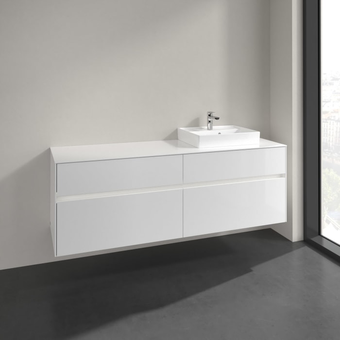 Villeroy & Boch Collaro Waschtischunterschrank 160 x 54,8 cm mit 4 Auszügen und LED Licht, für WT rechts