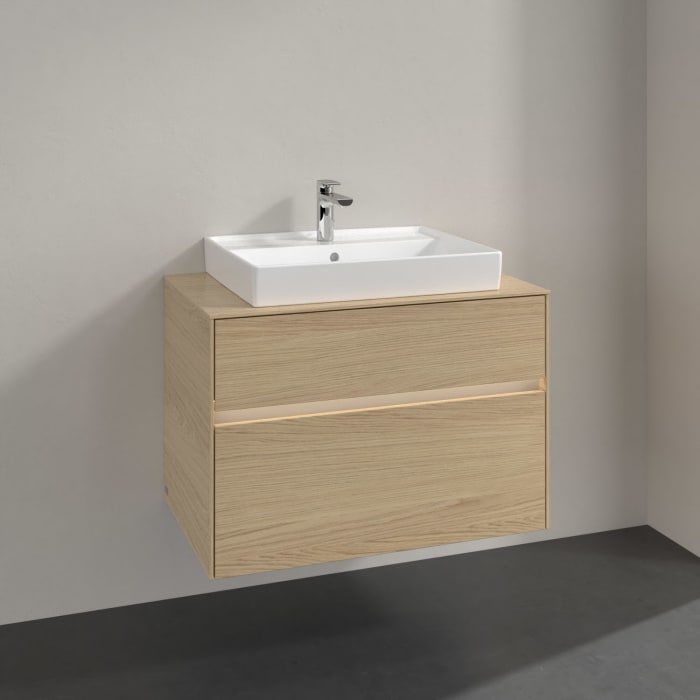 Villeroy & Boch Collaro Waschtischunterschrank 80 x 54,8 cm mit 2 Auszügen und LED Licht, für WT mittig