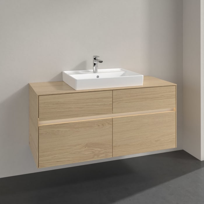 Villeroy & Boch Collaro Waschtischunterschrank 120 x 54,8 cm mit 4 Auszügen und LED Licht, für WT mittig