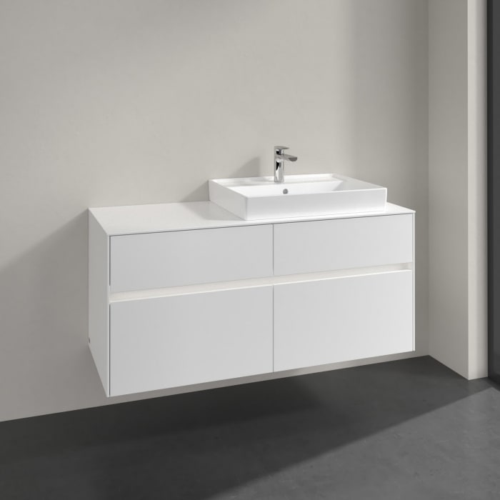 Villeroy & Boch Collaro Waschtischunterschrank 120 x 54,8 cm mit 4 Auszügen und LED Licht, für WT rechts