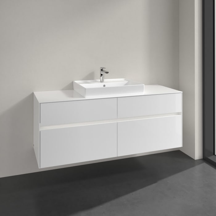 Villeroy & Boch Collaro Waschtischunterschrank 140 x 54,8 cm mit 4 Auszügen und LED Licht, für WT mittig