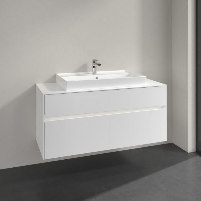 Villeroy & Boch Collaro Waschtischunterschrank 120 x 54,8 cm mit 4 Auszügen und LED Licht, für WT mittig