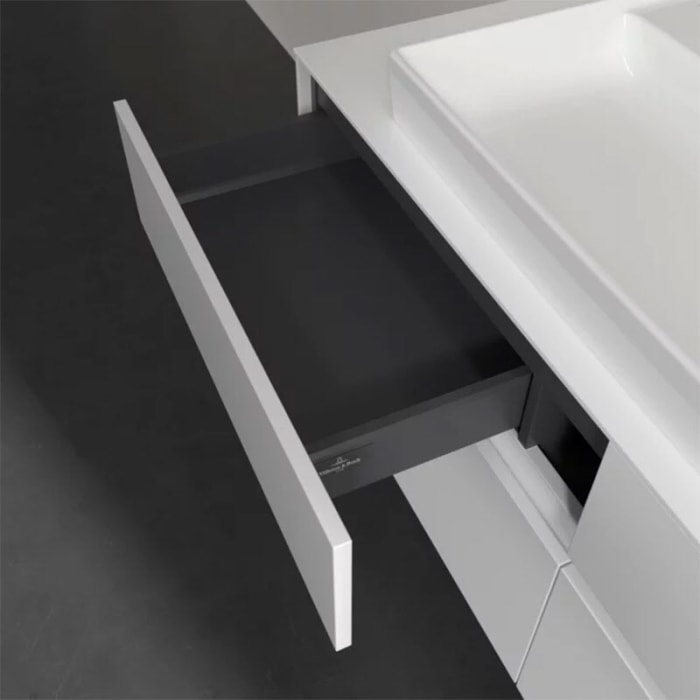 Villeroy & Boch Collaro Waschtischunterschrank 140 x 54,8 cm mit 4 Auszügen und LED Licht, für WT mittig
