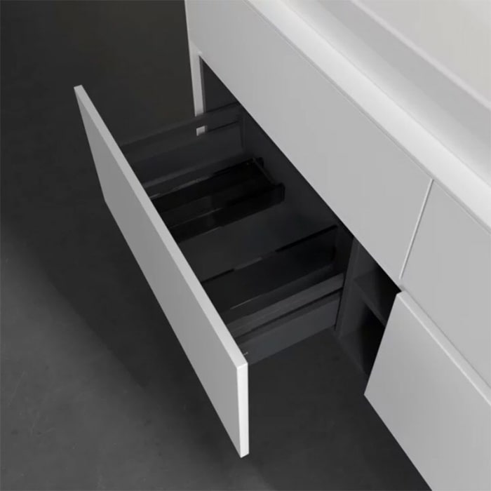 Villeroy & Boch Collaro Waschtischunterschrank 140 x 54,8 cm mit 4 Auszügen und LED Licht, für WT mittig