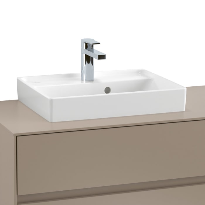 Villeroy & Boch Collaro Handwaschbecken 50 cm geschliffen mit Überlauf, 1 Hahnloch