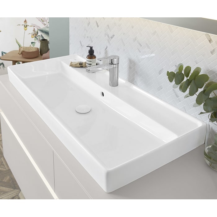 Villeroy & Boch Collaro Schrankwaschtisch 100 cm geschliffen, mit Überlauf, 1 Hahnloch