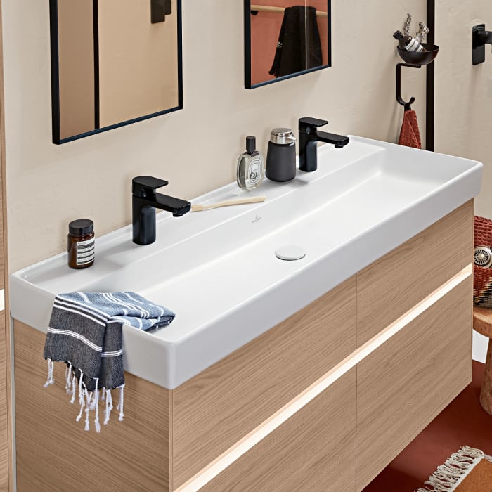 Villeroy & Boch Collaro Schrankwaschtisch 120 cm ohne Überlauf, 2 Hahnlöcher