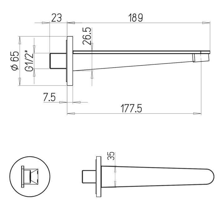 Villeroy & Boch Conum Badewannenauslauf für Wandmontage