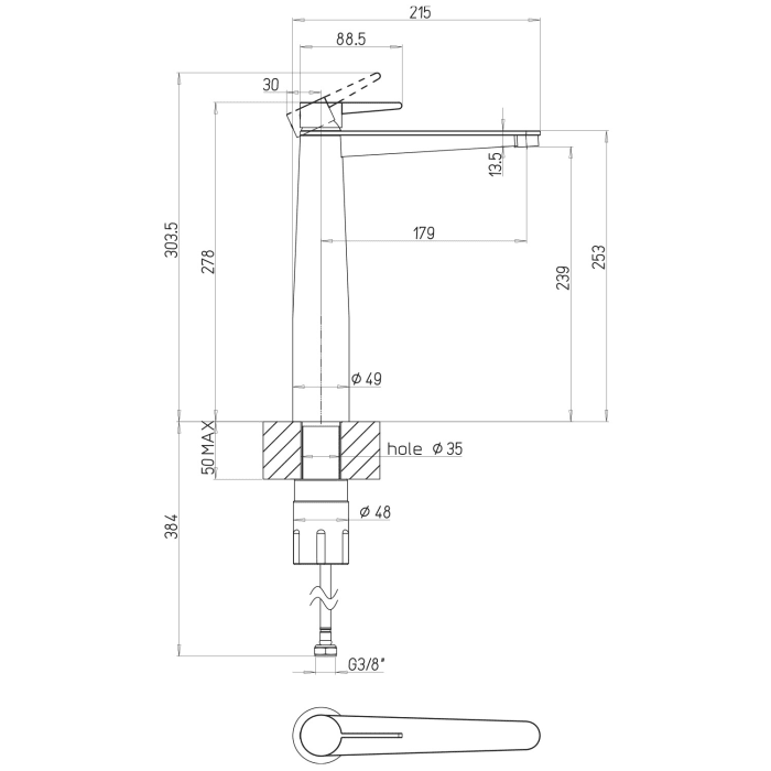 Villeroy & Boch Conum Einhebel-Waschtischarmatur erhöht mit Push-Open-Ablaufgarnitur