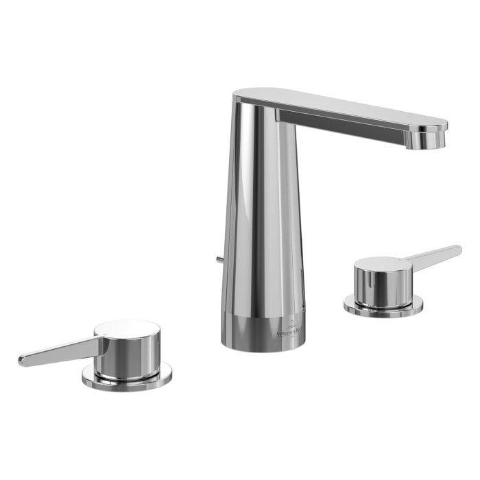 Villeroy & Boch Conum Dreiloch-Waschtischarmatur mit Zugstangen-Ablaufgarnitur