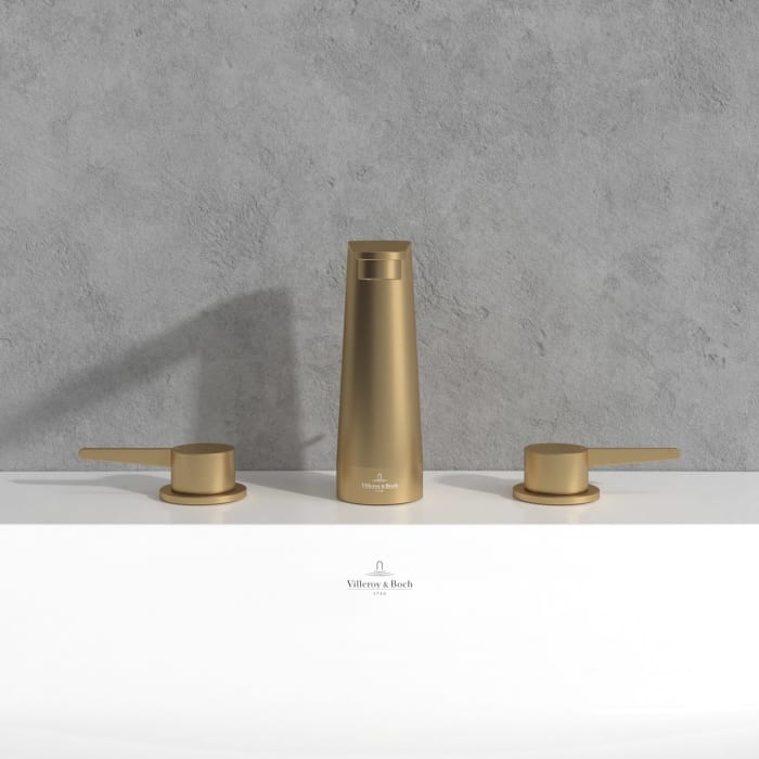 Villeroy & Boch Conum Dreiloch-Waschtischarmatur mit Zugstangen-Ablaufgarnitur