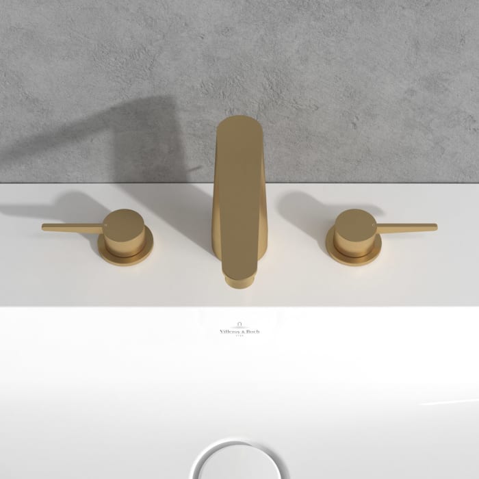 Villeroy & Boch Conum Dreiloch-Waschtischarmatur mit Zugstangen-Ablaufgarnitur