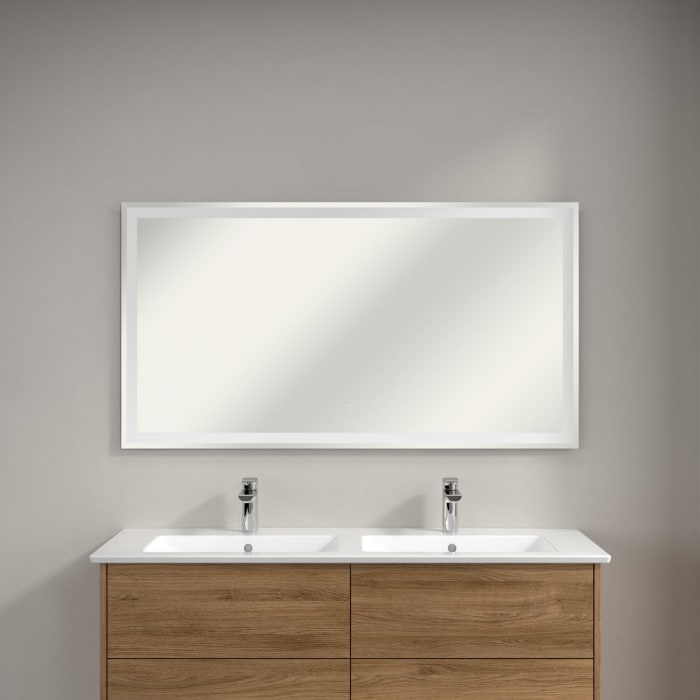 Villeroy & Boch Finero Waschtischunterschrank 130 cm mit Doppelwaschtisch und Spiegel, 4 Auszüge