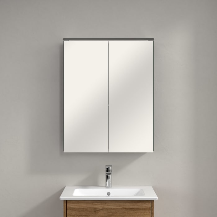 Villeroy & Boch Finero Waschtischunterschrank 60 cm mit Waschtisch und Spiegelschrank, 2 Auszüge