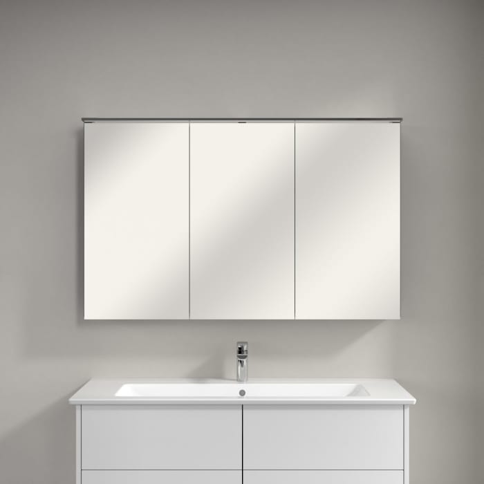 Villeroy & Boch Finero Waschtischunterschrank 120 cm mit Waschtisch und Spiegelschrank, 4 Auszüge