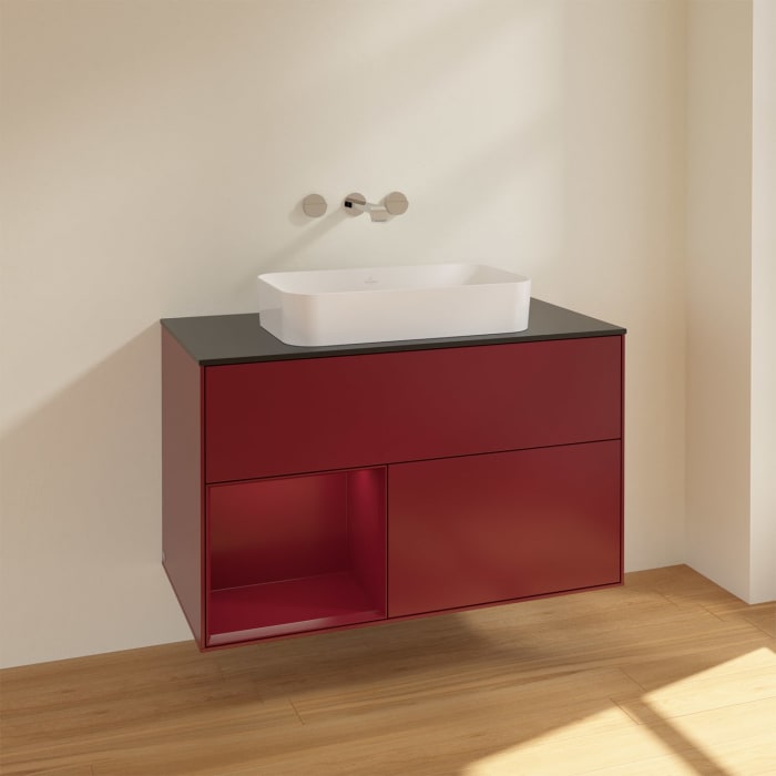 Villeroy & Boch Finion Waschtischunterschrank 100 cm mit Regalelement links und Abdeckplatte